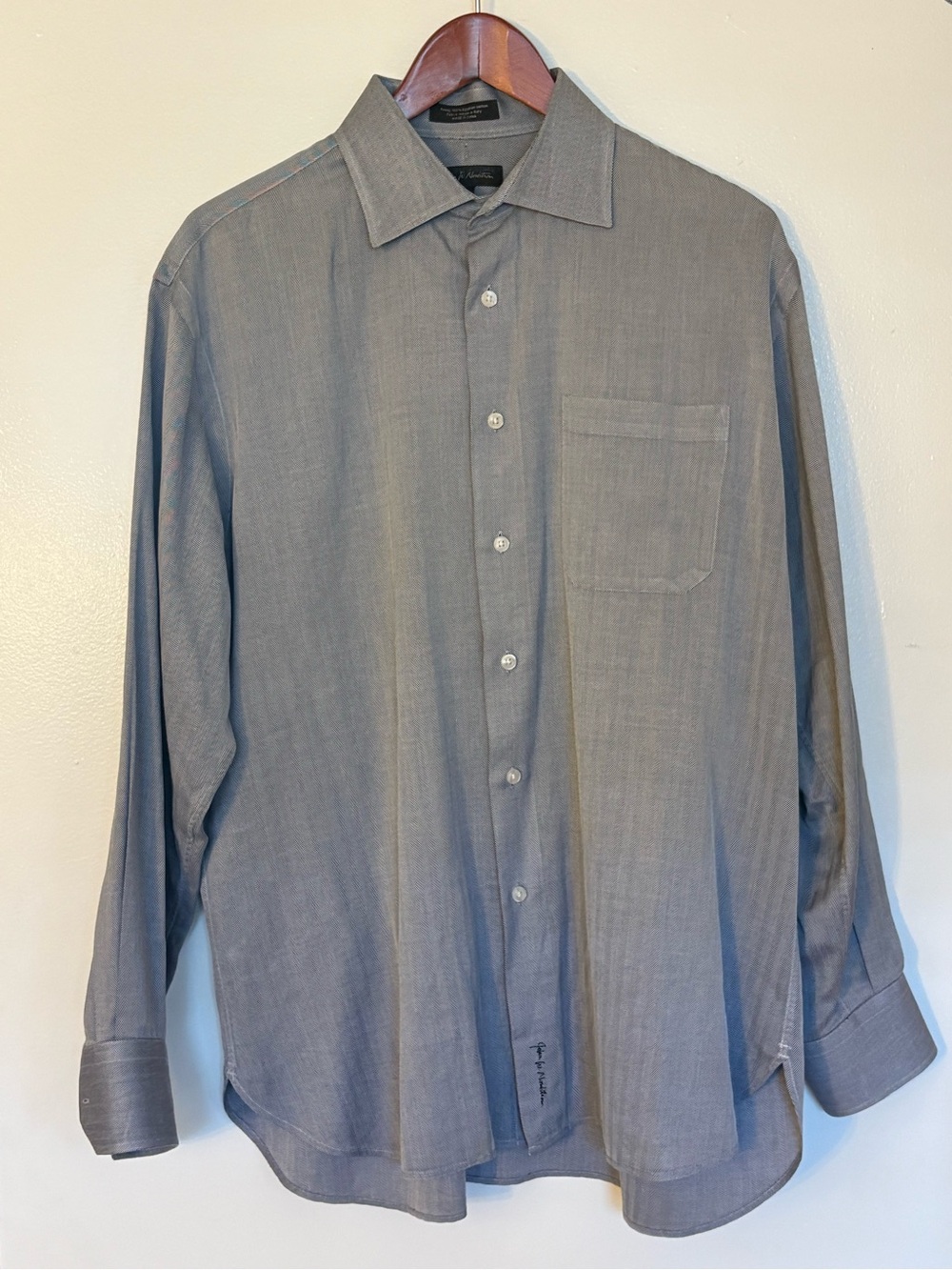 John W. Nordstrom Men's Light Gray Button-Up Dress Shirt